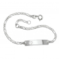 Preview: Schildarmband 2mm Figarokette mit Herz Armband mit Gravurplatte 25x5x1mm Silber 925 19cm
