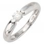 Preview: Damen Ring 585 Gold Weißgold 1 Diamant Brillant 0,16ct. Diamantring Weißgoldring - 54mm