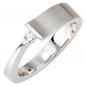 Preview: Damen Ring 585 Gold Weißgold teilmatt 1 Diamant Brillant 0,07ct. Weißgoldring - 54mm