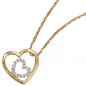 Preview: Anhänger Herz 585 Gold Gelbgold 16 Diamanten Brillanten 0,12ct. Herzanhänger