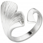 Preview: Damen Ring Ginko Ginkgo offen 925 Sterling Silber mattiert Handarbeit Silberring - 50mm