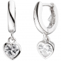 Preview: Kinder Creolen Herz 925 Sterling Silber 2 Zirkonia Ohrringe Kinderohrringe