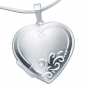 Preview: Medaillon Herz 925 Sterling Silber mattiert Anhänger zum Öffnen