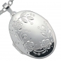 Preview: Medaillon oval Blumen für 2 Fotos 925 Sterling Silber Anhänger zum Öffnen