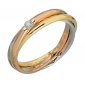 Preview: Damen Ring verschlungen 585 Gold tricolor dreifarbig 1 Diamant Brillant 0,06ct. - 54mm