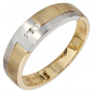 Preview: Herren Ring 585 Gold Gelbgold Weißgold mattiert 2 Diamanten Brillanten Goldring - 66mm