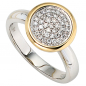 Preview: Damen Ring 585 Gold Weißgold Gelbgold bicolor 40 Diamanten Brillanten Goldring - 52mm