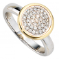 Preview: Damen Ring 585 Gold Weißgold Gelbgold bicolor 40 Diamanten Brillanten Goldring - 52mm
