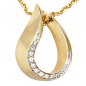 Preview: Anhänger Tropfen 585 Gold Gelbgold bicolor teilmatt 10 Diamanten Brillanten