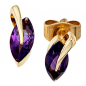 Preview: Ohrstecker 585 Gold Gelbgold 2 Amethyste lila violett Ohrringe Goldohrstecker