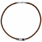 Preview: Collier Halskette Leder braun mit Edelstahl teilplattiert 45 cm Kette Lederkette