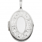 Preview: Medaillon oval für 2 Fotos 925 Sterling Silber matt Anhänger zum Öffnen