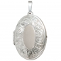Preview: Medaillon oval für 2 Fotos 925 Sterling Silber matt Anhänger zum Öffnen
