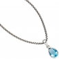 Preview: Anhänger Tropfen 925 Sterling Silber rhodiniert 1 Zirkonia blau