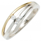 Preview: Damen Ring 925 Sterling Silber bicolor vergoldet 4 Zirkonia Silberring - 52mm