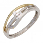 Preview: Damen Ring 925 Sterling Silber bicolor vergoldet 4 Zirkonia Silberring - 52mm