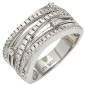 Preview: Damen Ring breit 925 Sterling Silber rhodiniert mit Zirkonia Silberring - 64mm