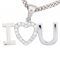 Preview: Anhänger Herz / I love you 925 Sterling Silber rhodiniert mit Zirkonia