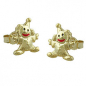 Preview: Stecker 8x6mm Clown glänzend farbig lackiert 9Kt GOLD