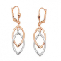Preview: Ohrbrisur Ohrhänger Ohrringe 43x10mm 2 Ovale bicolor mit Weißgold 9Kt Rotgold