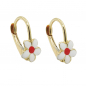 Preview: Ohrbrisur Ohrringe 13x7mm Blume weiß-rot emailliert 9Kt GOLD