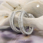 Preview: Creole 14x3mm Klappscharnier mit Zirkonias 9Kt Weißgold