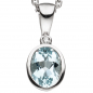 Preview: Anhänger oval 585 Gold Weißgold 1 Aquamarin blau hellblau 1 Diamant 0,01ct.