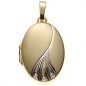 Preview: Medaillon oval für 2 Fotos 333 Gold Gelbgold bicolor mit Zirkonia