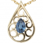 Preview: Anhänger Tropfen 585 Gold Gelbgold 1 blauer Safir Tropfenform Goldanhänger