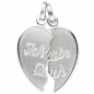 Preview: Anhänger Ich Liebe Dich / geteiltes Herz 925 Sterling Silber Partneranhänger
