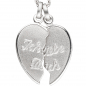 Preview: Anhänger Ich Liebe Dich / geteiltes Herz 925 Sterling Silber Partneranhänger