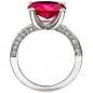 Preview: Damen Ring 925 Sterling Silber mit Zirkonia rot und weiß Silberring - 52mm