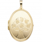 Preview: Medaillon Baum oval für 2 Fotos 585 Gold Gelbgold matt Anhänger zum Öffnen