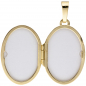 Preview: Medaillon oval für 2 Fotos 585 Gold Gelbgold matt Anhänger zum Öffnen