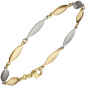Preview: Armband 585 Gold Gelbgold Weißgold bicolor matt 19,5 cm Goldarmband