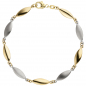 Preview: Armband 585 Gold Gelbgold Weißgold bicolor matt 19,5 cm Goldarmband