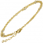 Preview: Armband 2-reihig 925 Sterling Silber gold vergoldet 5 Zirkonia 21 cm verkürzbar