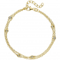 Preview: Armband 2-reihig 925 Sterling Silber gold vergoldet 5 Zirkonia 21 cm verkürzbar