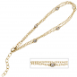 Preview: Armband 2-reihig 925 Sterling Silber gold vergoldet 5 Zirkonia 21 cm verkürzbar