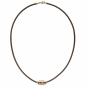 Preview: Collier Halskette Leder taupe mit 585 Gold Rotgold 47 Diamanten Brillanten 45 cm