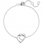 Preview: Armband Herz Herzen 925 Sterling Silber 21 Zirkonia 18 cm Silberarmband