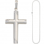 Preview: Anhänger Kreuz 925 Silber matt Kreuzanhänger Silberkreuz mit Kette 50 cm