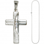 Preview: Anhänger Kreuz 925 Silber 3 Zirkonia Kreuzanhänger Silberkreuz mit Kette 50 cm