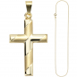 Preview: Anhänger Kreuz 333 Gold Gelbgold mit Kette 45 cm Goldkreuz Kreuzanhänger