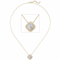 Preview: Kette mit Anhänger 925 Silber gold vergoldet Perlmutt Einlage 28 Zirkonia 45 cm