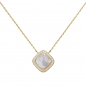 Preview: Kette mit Anhänger 925 Silber gold vergoldet Perlmutt Einlage 28 Zirkonia 45 cm
