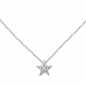 Preview: Collier Kette mit Anhänger Stern 585 Gold Weißgold 16 Diamanten Brillanten 42 cm