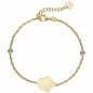 Preview: Armband Blume 925 Sterling Silber gold vergoldet 2 Zirkonia 22 cm