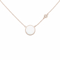 Preview: Collier Halskette 925 Silber rotgold vergoldet 6 Zirkonia Perlmutt-Einlage 45 cm