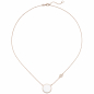 Preview: Collier Halskette 925 Silber rotgold vergoldet 6 Zirkonia Perlmutt-Einlage 45 cm